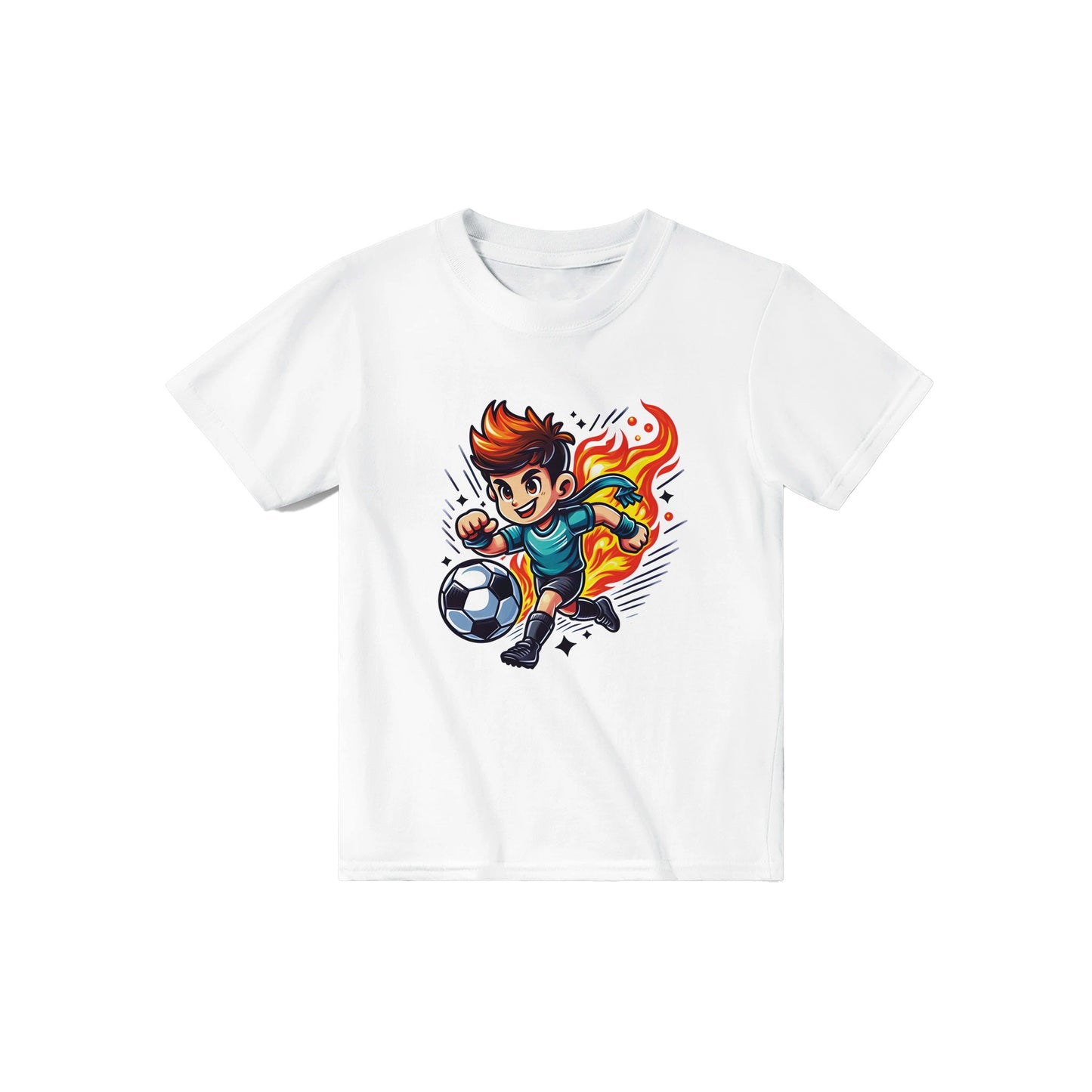 Flaming Soccer Star Kids T-shirt