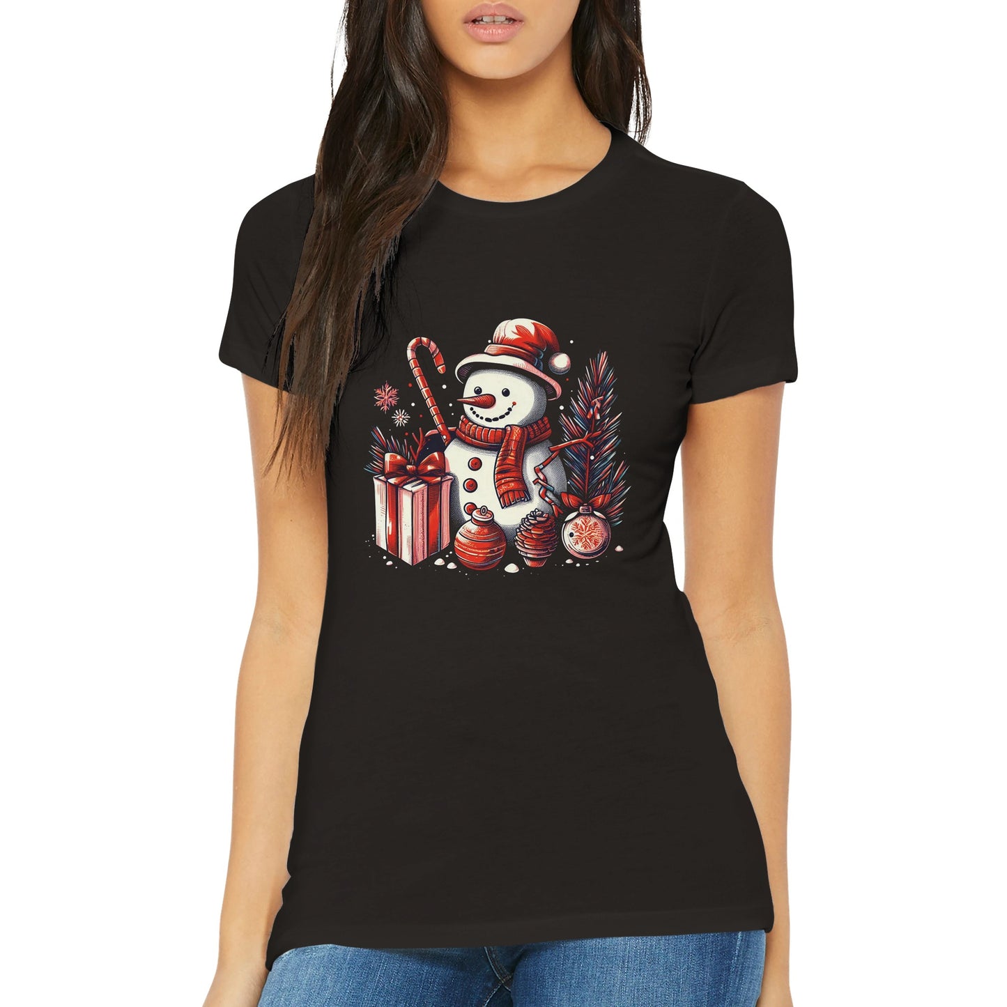 Gifting Snowman at Christmas Womens T-shirt