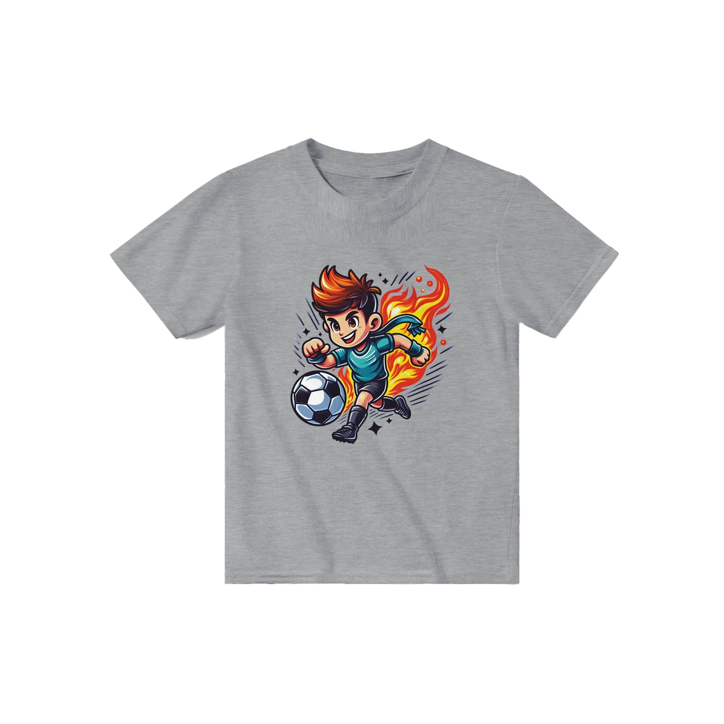 Flaming Soccer Star Kids T-shirt