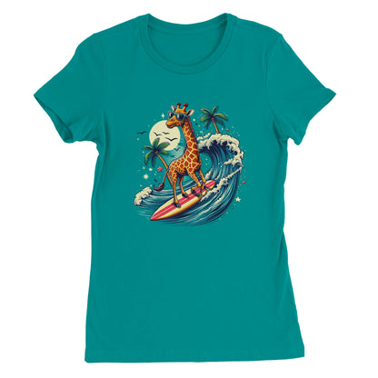 Surfing Giraffe Womens T-shirt