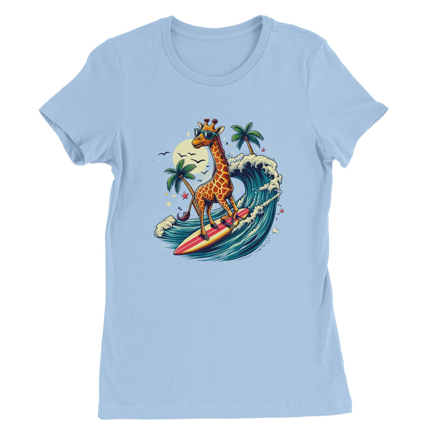 Surfing Giraffe Womens T-shirt