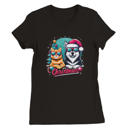 Merry Cats & Dogs Christmas Womens T-shirt