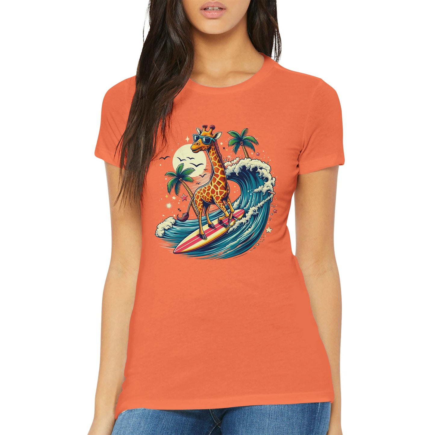 Surfing Giraffe Womens T-shirt