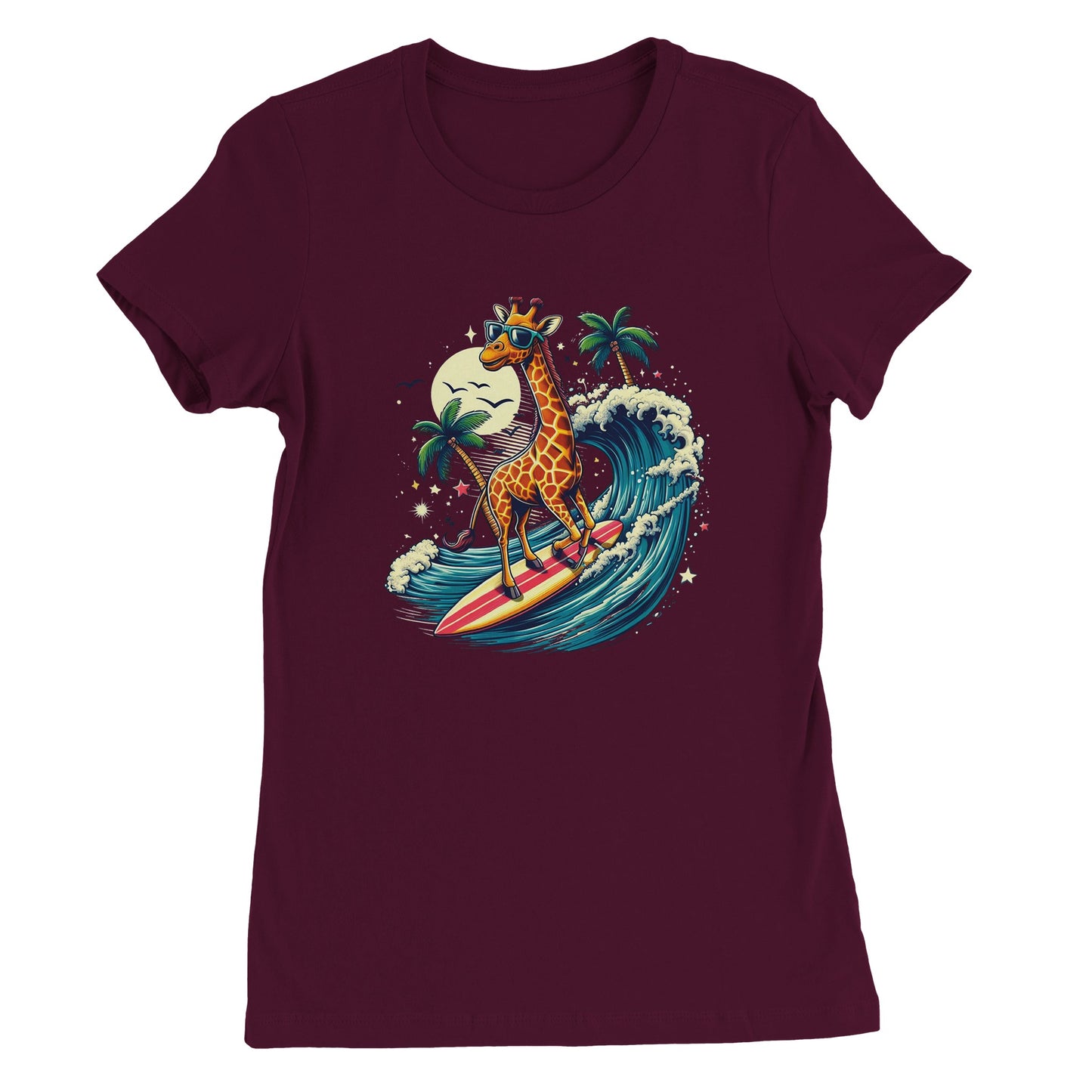 Surfing Giraffe Womens T-shirt