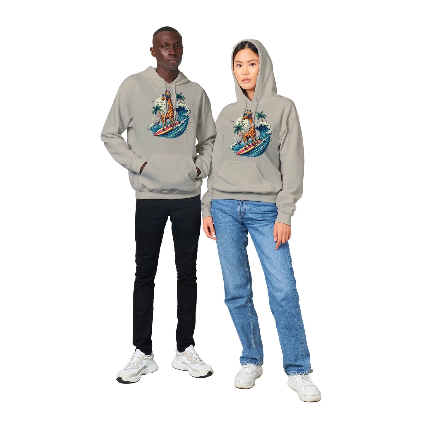 Surfing Giraffe Pullover Hoodie