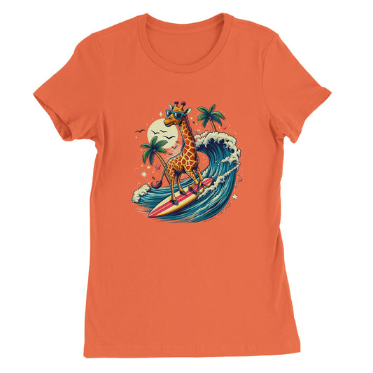 Surfing Giraffe Womens T-shirt