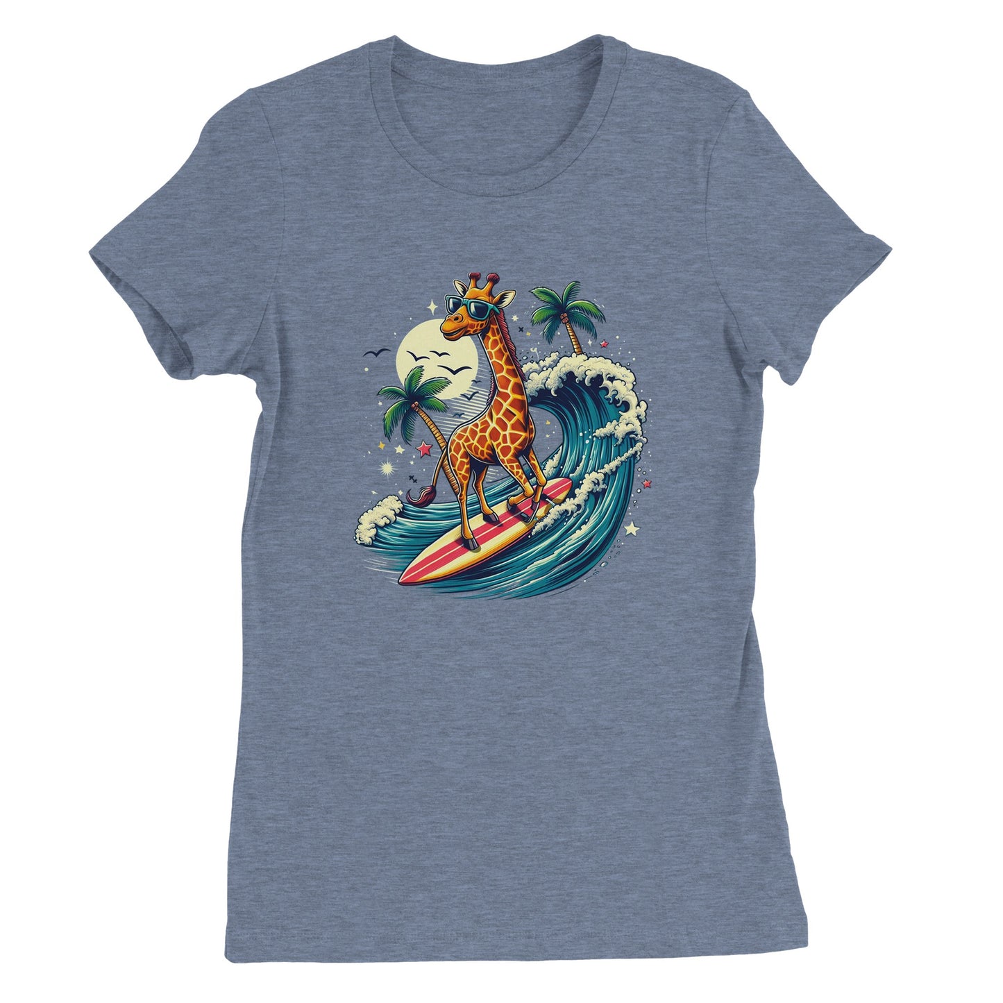 Surfing Giraffe Womens T-shirt