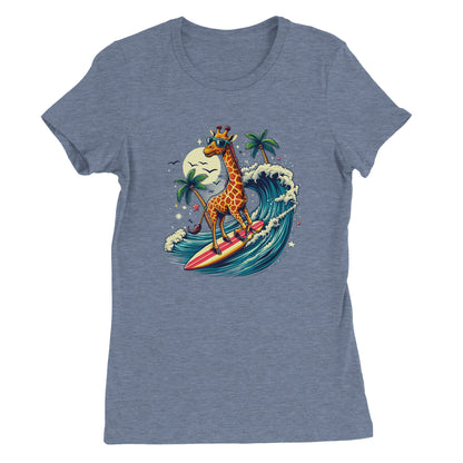 Surfing Giraffe Womens T-shirt