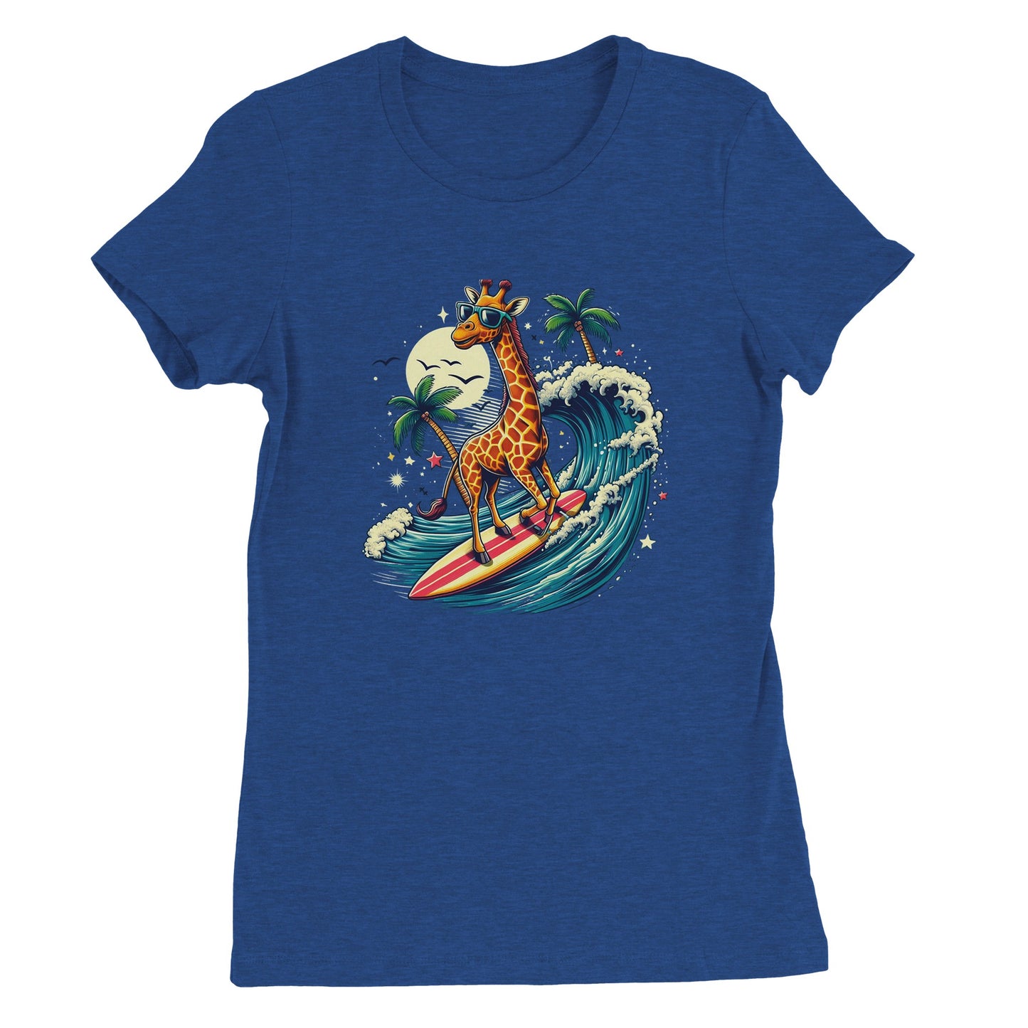 Surfing Giraffe Womens T-shirt