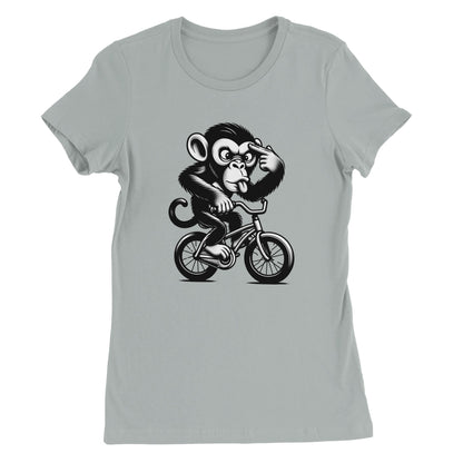 Crazy Monkey on a Bike Womens T-shirt