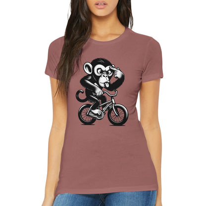 Crazy Monkey on a Bike Womens T-shirt