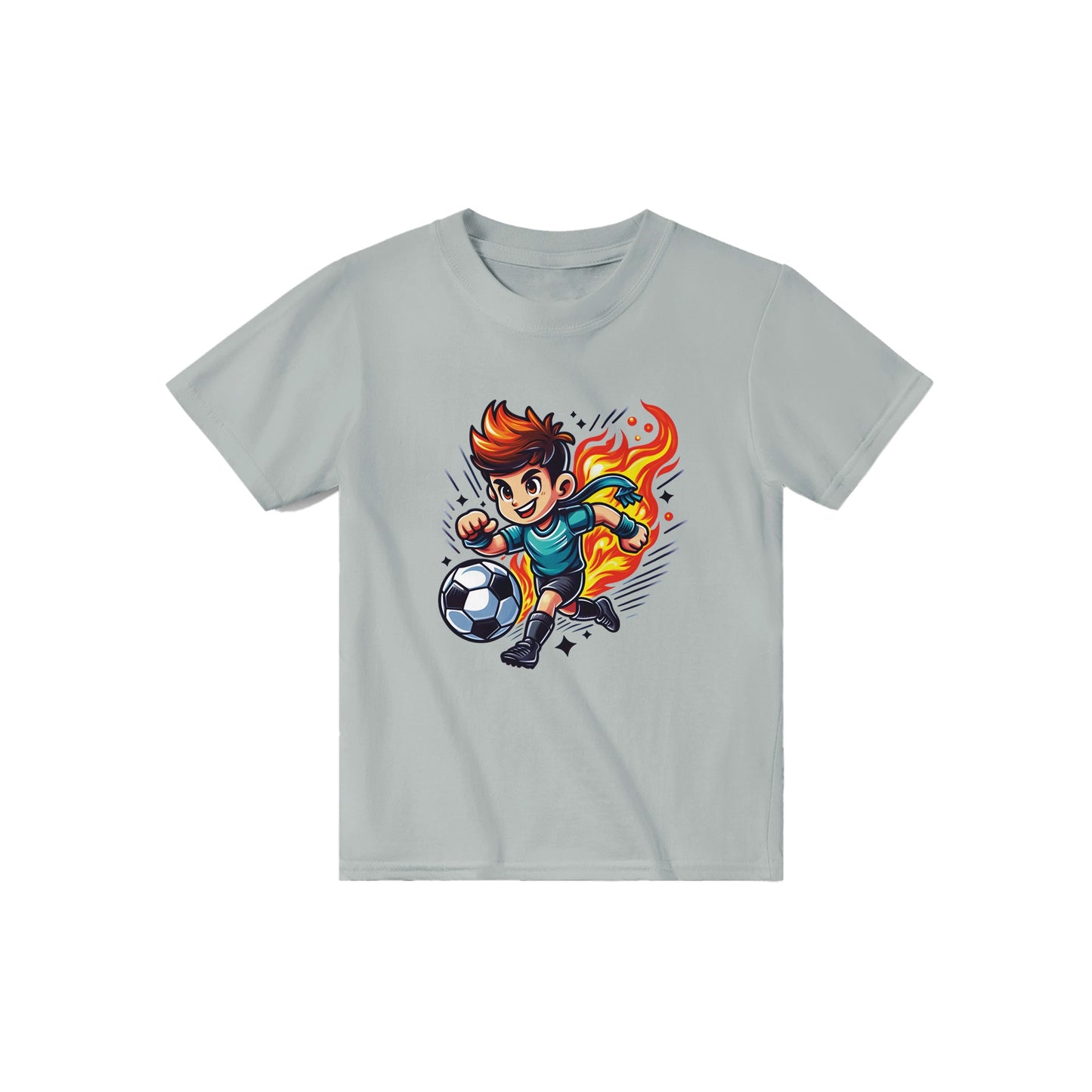 Flaming Soccer Star Kids T-shirt