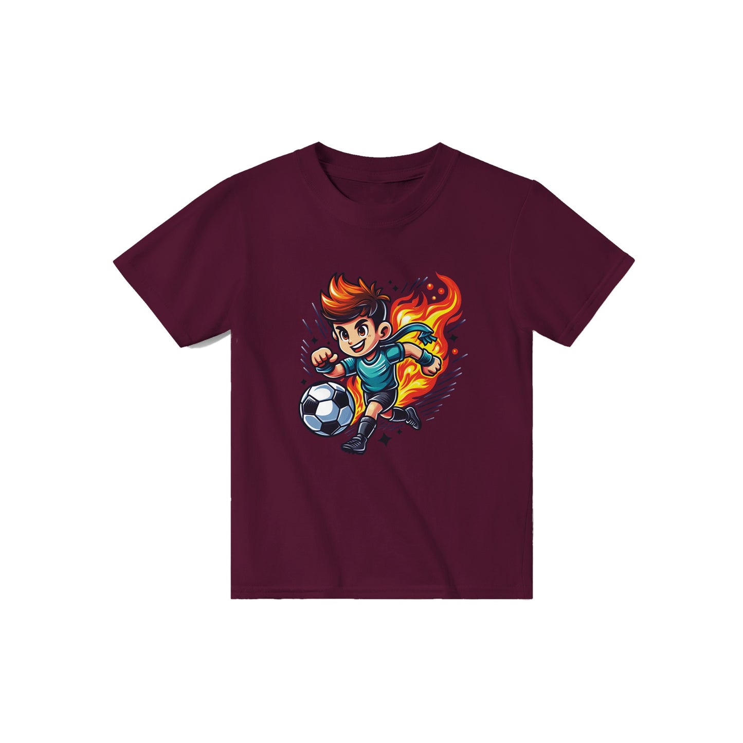 Flaming Soccer Star Kids T-shirt