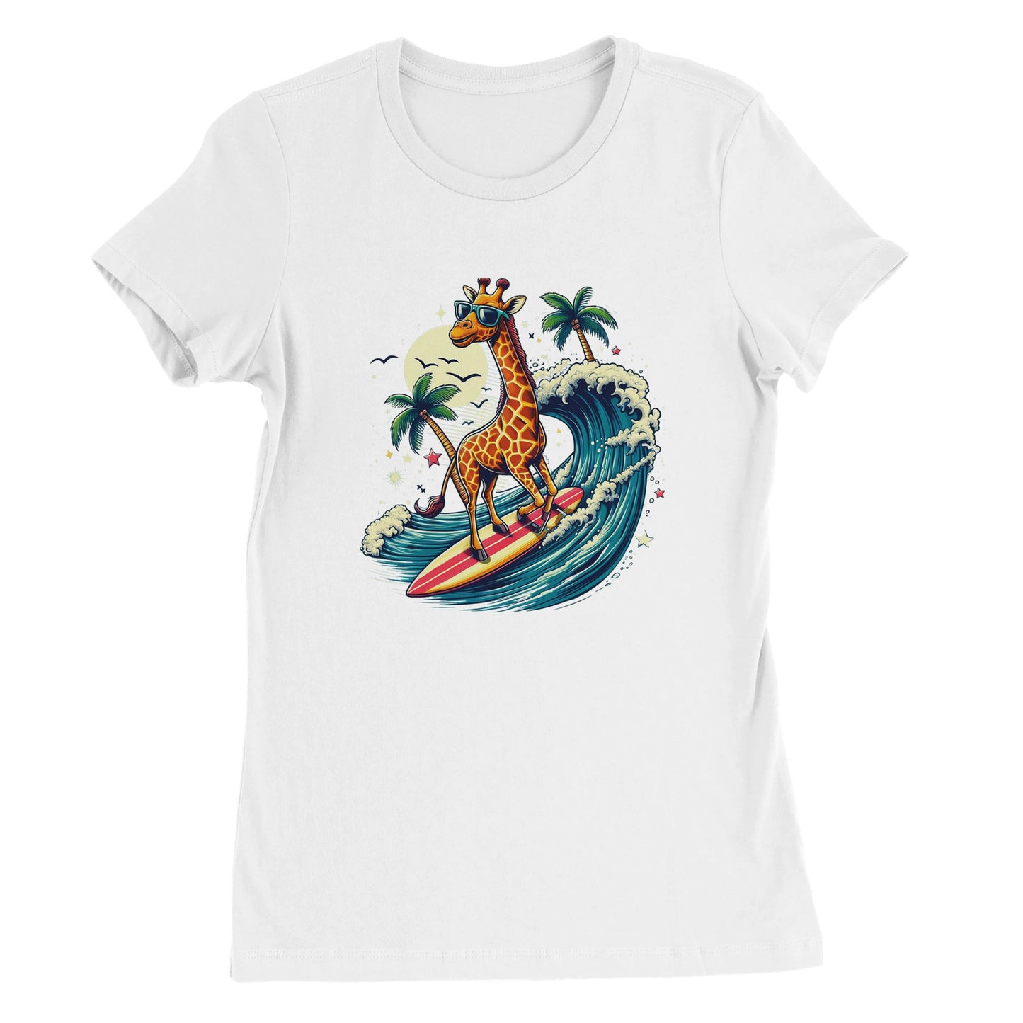 Surfing Giraffe Womens T-shirt