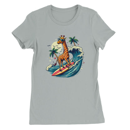 Surfing Giraffe Womens T-shirt